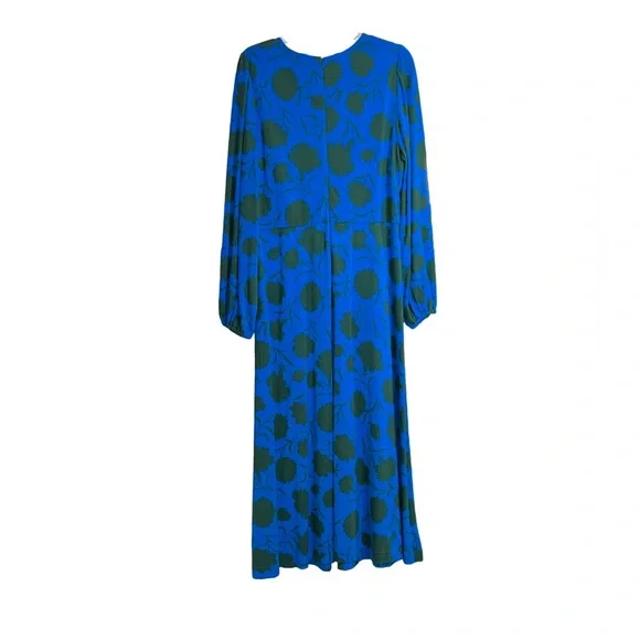 Boden 70s Blue Twisted Waist Jersey Dress Size 14R - Picture 7 of 10